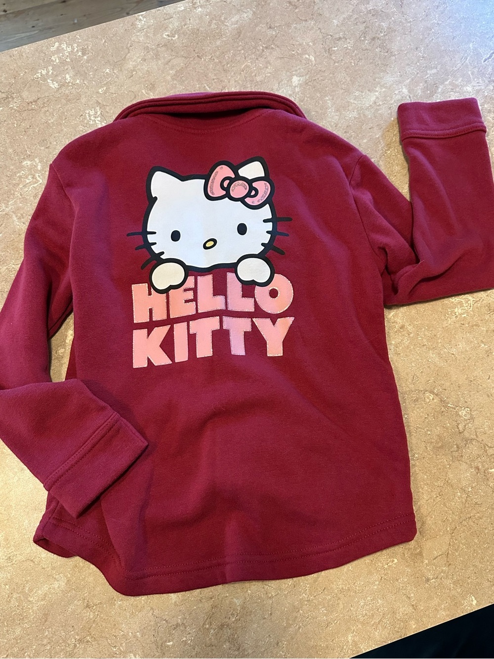 Hello Kitty Burgundy Long Sleeve Sweatshirt with Pink Graphic